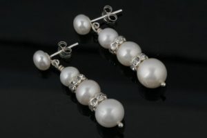 Pearl Antique Style Earrings Three Pearl