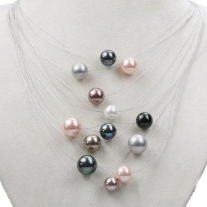 Pearl Multi Coloured Floating Necklace