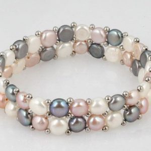 Double Strand Pearl Stretch Bracelet