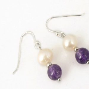 Pearl & Amethyst Dangle Earrings